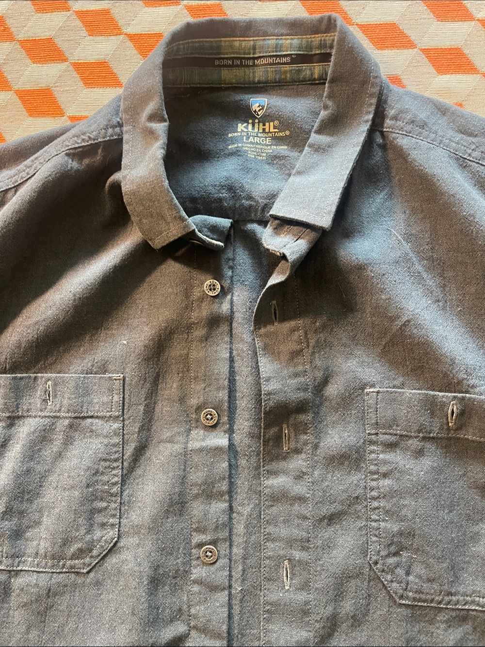 Kuhl Men's Large Slate Blue Button-Up Work Shirt
